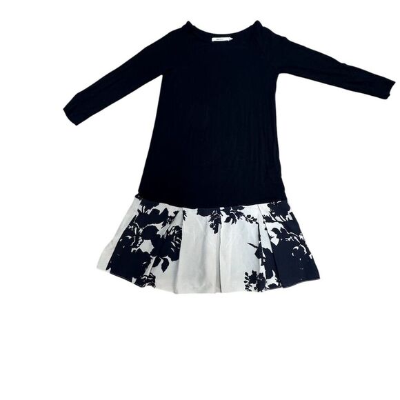 EUC Bailey44 Women's XS Black & White Floral Long Sleeve Knee Dress - Picture 1 of 5